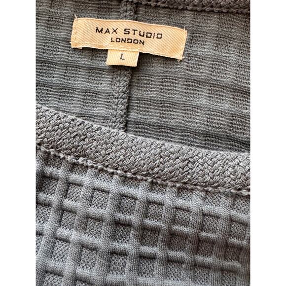 New MAX STUDIO Blue Ruched Elbow Sleeve Waffle Knit Pullover T-Shirt Size L - Picture 5 of 7